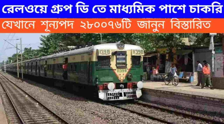 RRB GROUP D Recruitment 2024: ভারতীয় রেলে মাধ্যমিক পাশে গ্রুপ ডিতে চাকরি, যেখানে শূন্যপদ ২৮০০৭৬টি। 