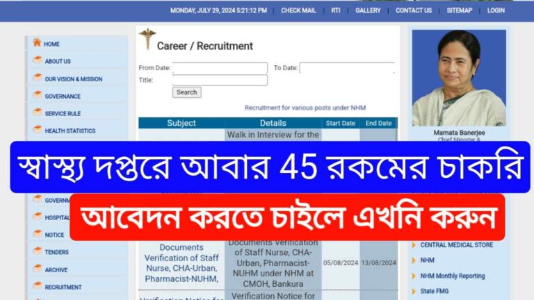 West Bengal Health 45 Vacancy 2024